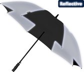 Falcone - Reflecterende Windproof Paraplu - Automaat - 120 cm - Zwar /Zilver