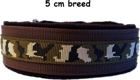 Lederen Hondenhalsband, Extra Dik en Breed Gevoerd, Sterk echt Zacht Leder, Zware Uitvoering voor Middelgrote en Extra Grote Hondenrassen (Bruin, XL