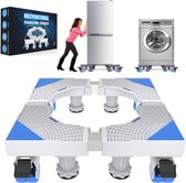 W&Z Booster de lave-linge à roulettes - Élévation pour lave-linge - Lave-vaisselle Réfrigérateur Congélateur et Sèche-linge - Y compris 4 amortisseurs - Réglable - ABS - Maximum 300 kg - Grijs