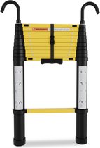 Bol.com Telescopische Vouwladder - Telescopische Ladders Alu-32m ON-knop retractie - Met haak- geel zwart aanbieding