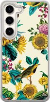 Casimoda® hoesje - Geschikt voor Samsung Galaxy S23 - Zonnebloemen / Bloemen - 2-in-1 case - Schokbestendig - Bloemen - Verhoogde randen - Geel, Transparant