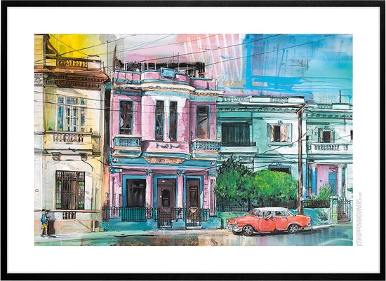 Havana city print 71x51 cm *ingelijst & gesigneerd