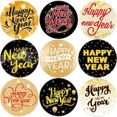 Stickers XL - "Happy New Year'' - Bedrijfs stickers - Hobby Stickers - 500 stuks op rol - 3.8cm - 9 afbeeldingen