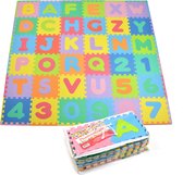 Tapis puzzle XXL avec 86 pièces pour enfants, EVA antidérapant - tapis de jeu, pouvant être attachés les uns aux autres avec parties de bord 30 x 30 x 1 cm - tapis pour enfants, puzzle avec chiffres et lettres avec sac