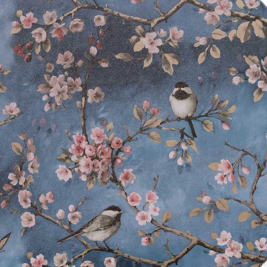 Tafelzeil - 140 x 250 cm - Vogels - donkerblauw
