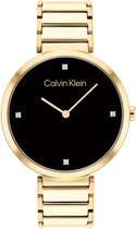 Calvin Klein CK25200136 Dames Horloge - Mineraalglas - Roestvrijstaal - Goudkleurig - Ø 36 mm - Quartz - Druksluiting - 3 ATM (spatwater)