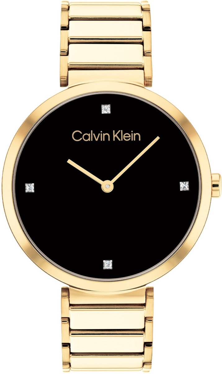 Calvin Klein CK25200136 Dames Horloge - Mineraalglas - Roestvrijstaal - Goudkleurig - Ø 36 mm - Quartz - Druksluiting - 3 ATM (spatwater)