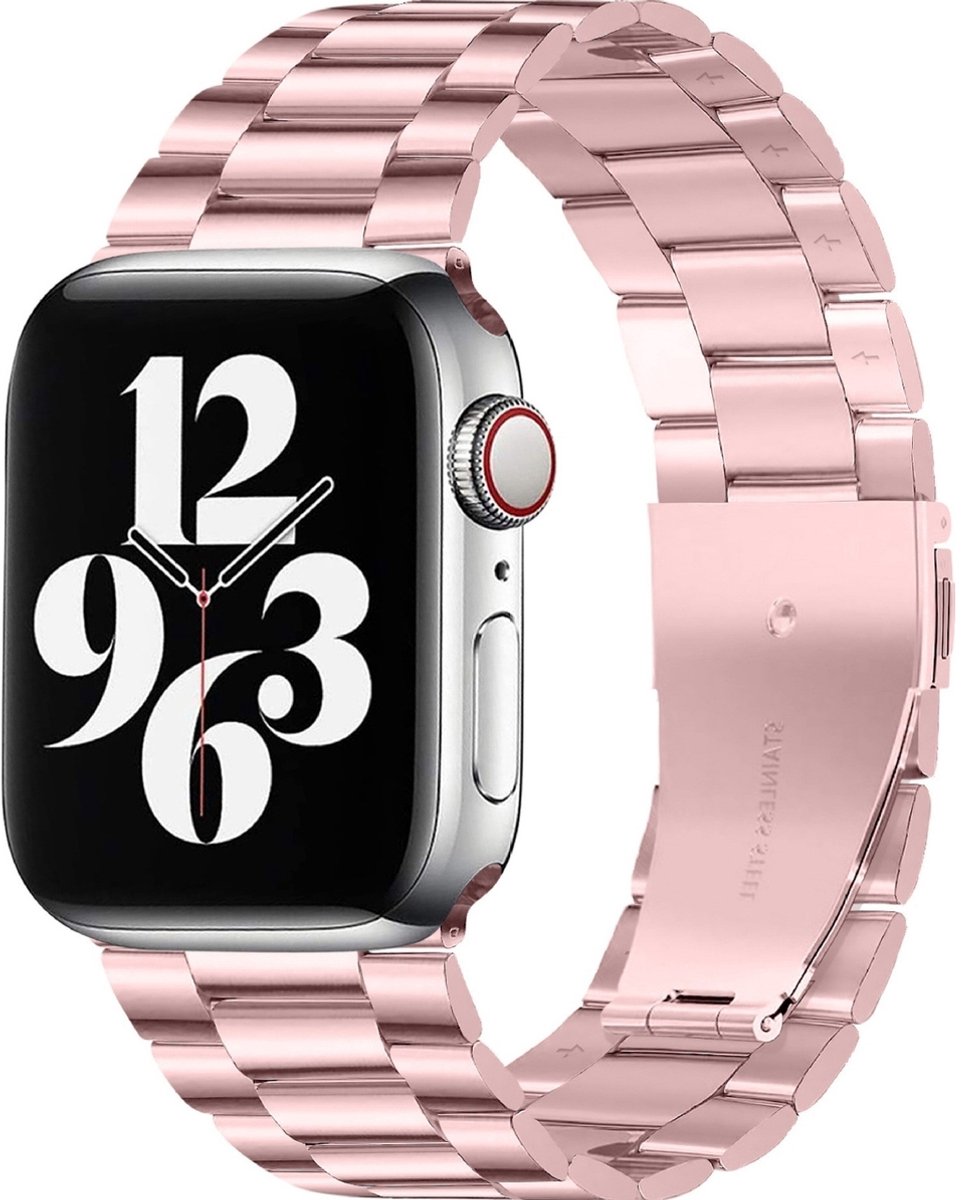 Mobigear Link - Apple Watch Series 1 (42mm) Bandje Staal Vlindersluiting - Roze