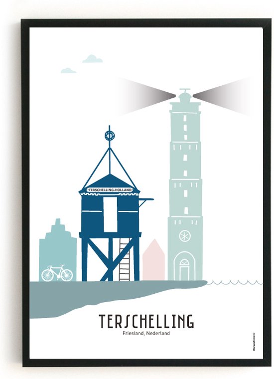 Skyline poster Terschelling in kleur | 50x70cm