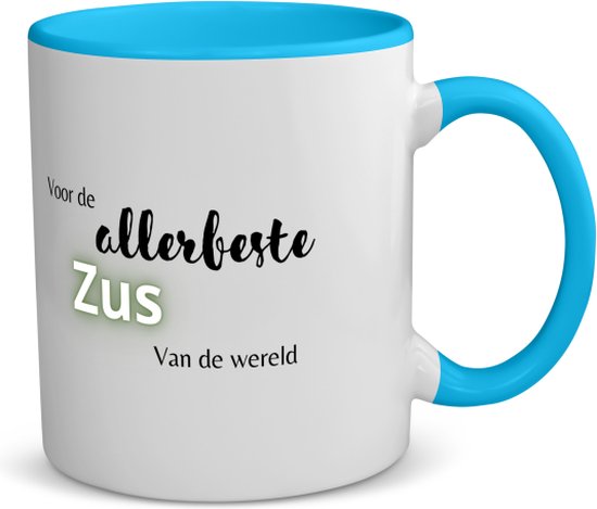 Akyol - pour la meilleure sœur du monde tasse à café - tasse à thé - bleu - Sœur - la meilleure sœur - cadeau d'anniversaire - anniversaire - cadeau - cadeau pour sœur - articles sœur - cadeau - cadeau - cadeau - contenu 350 ML