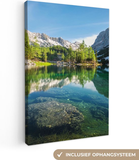 Canvas Schilderij Water - Bergen - Rotsen - 20x30 cm - Wanddecoratie