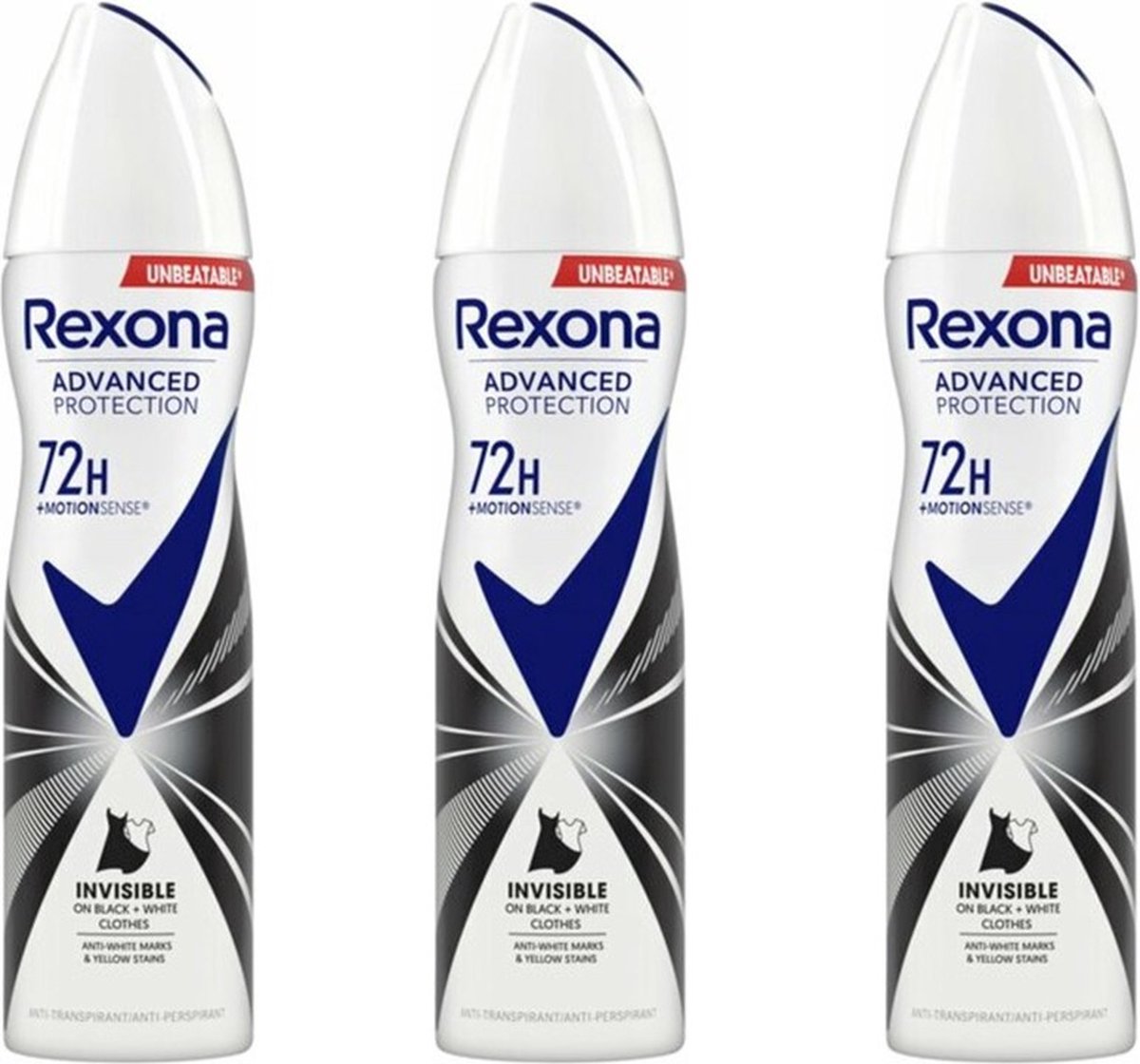 Goedkoopste Rexona Invisible Diamond 72 H Spray 3 x 150 ml