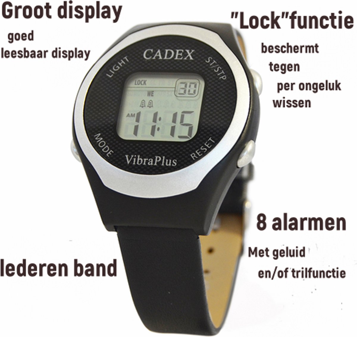 Montre médecine Cadex Vibra Plus - bracelet silicone - 8 alarmes avec son  et/ou vibration | bol