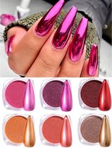 GUAPÀ® Nagelglitters Chrome nail art glitters 6 kleuren | Nail Art & Nagel Decoratie | Spiegel poeder | Holografische nagels | Nail Art | 6 diverse kleuren Mirror Powder