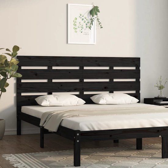 vidaXL Tête de lit Noir 140 x 3 x 80 cm Bois de pin massif | bol