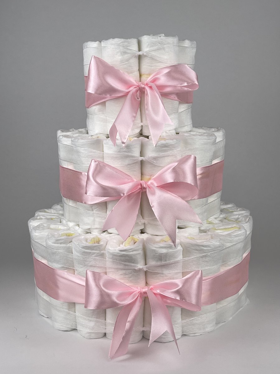Goedkoopste Chouette-Chouette | Luiertaart Meisje | Kraamcadeau | Geboorte Meisje | Babyshower | Basic 64 Roze