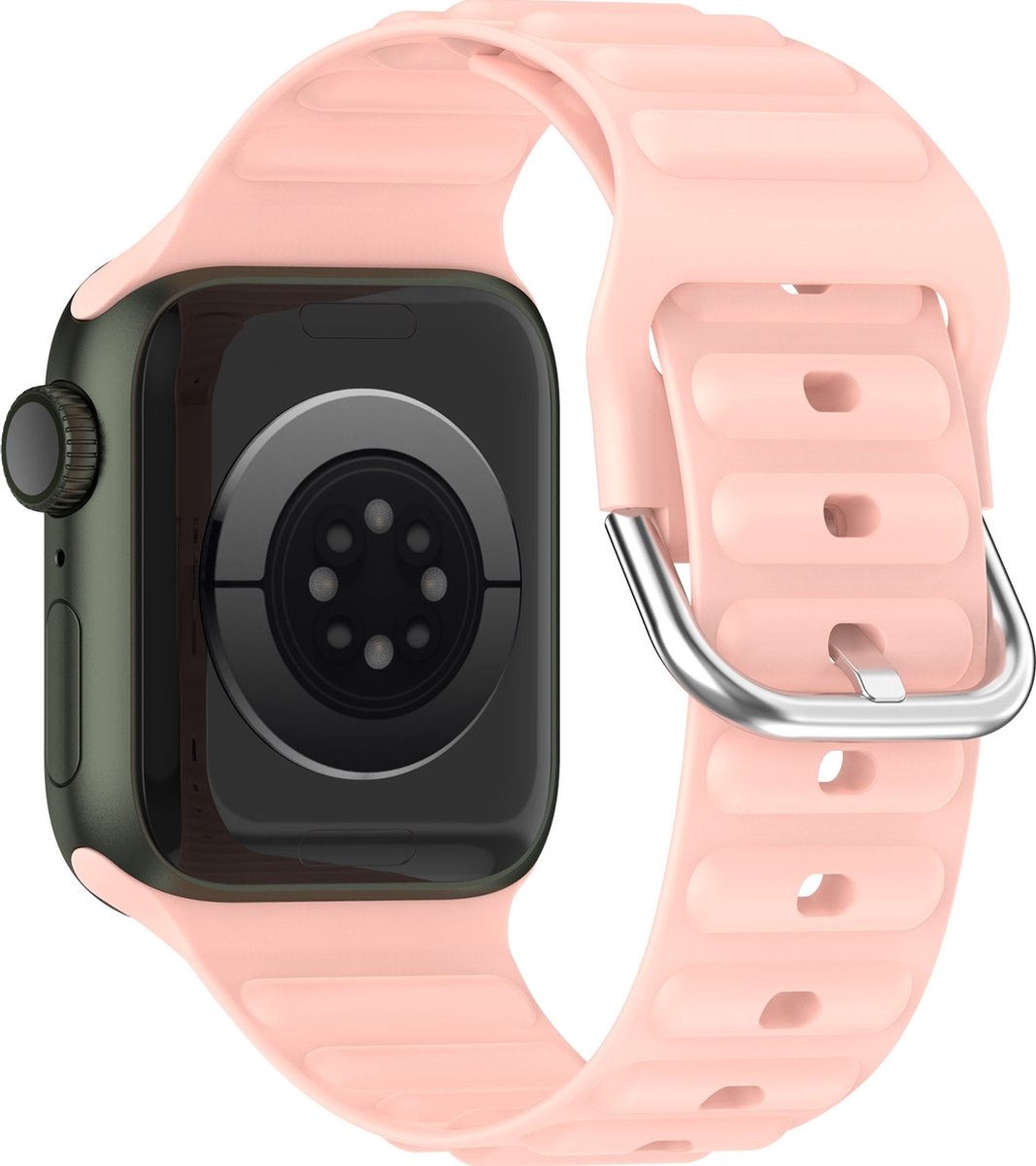 Mobigear Bumpy Siliconen Watch bandje geschikt voor Apple Watch Bandje Gespsluiting - 49/45/44/42 mm - Roze