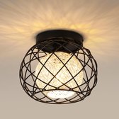 Goeco - Plafondlamp - Vintage E27 - industriële plafondlamp - met - zwarte metalen kooi - kroonluchter - voor woonkamer keuken slaapkamer café bar