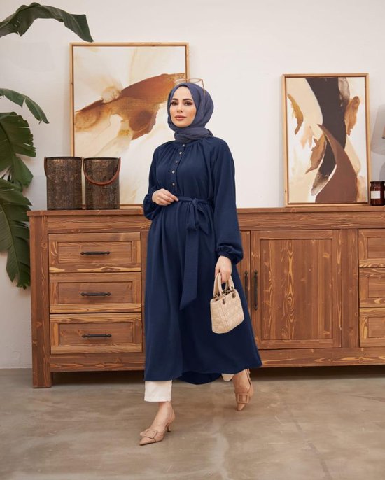 Tuniek aerobin met touwriem lang hijab | Donkerblauw