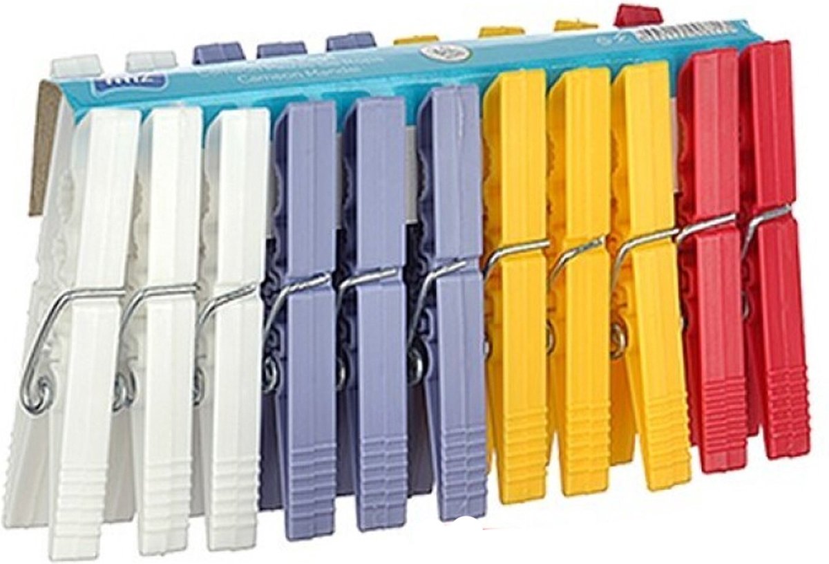 Goedkoopste Concorde wasknijpers - 24x - kleurenmix - kunststof - 7,5 cm