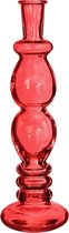 Kaarsen kandelaar Florence - koraal rood glas - helder - D9 x H28 cm