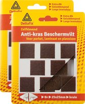 Deltafix Anti-krasvilt - 16x - bruin - 25 x 25 mm - vierkant - zelfklevend - meubel beschermvilt