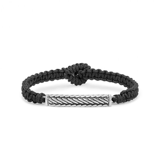 SILK Jewellery - Zwarte Armband - Weave - 688BLK.19 - Maat 19,0
