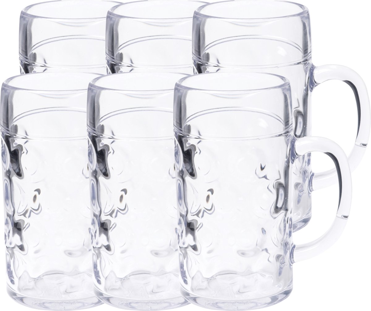 Depa Bierpul/bierglas - 12x - transparant - onbreekbaar kunststof - 500 ml - Oktoberfest bierpullen