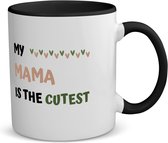Akyol - my mama is the cutest koffiemok - theemok - zwart - Mama - schattige moeder - moeder cadeautjes - moederdag - verjaardagscadeau - verjaardag - cadeau - geschenk - kado - gift - moeder artikelen - 350 ML inhoud