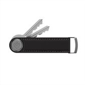 Valenta Sleutelhouder - Key Organizer - 2-7 sleutels - D ring - Leer - Zwart met grijs stiksel