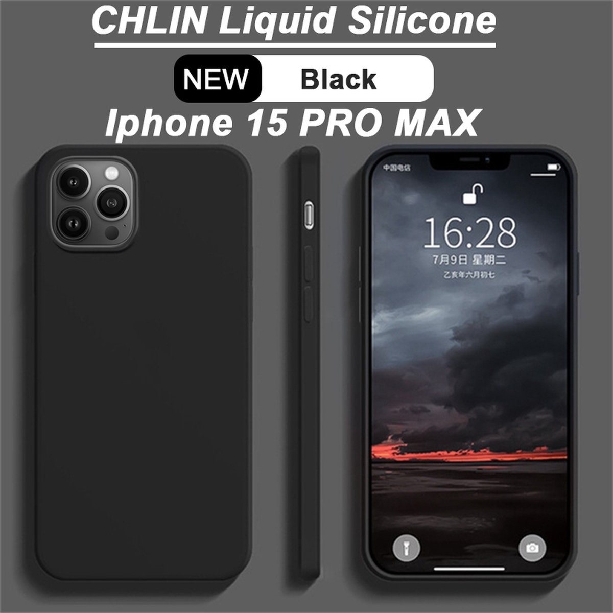 CL CHLIN® Premium Siliconen Case Iphone 15 PRO MAX Zwart - Iphone 15 PRO MAX hoesje - Iphone 15 PRO MAX case - Iphone 15 PRO MAX hoes - Silicone hoesje - Iphone 15 PRO MAX protection - Iphone 15 PRO MAX protector