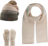 Set d'hiver 3 pièces Kitti | Chapeau (Bonnet) avec Doublure Polaire - Écharpe - Gants | 9-15 ans Garçons | K23180-14-05 | Vert kaki