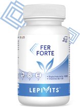 Fer Forte | 60 gélules végétales | Fer Biodisponible + Vitamines Actives B6 & B9 | Corrige les carences en fer | Fabriqué en België | LEPIVITES