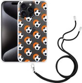 Cazy Hoesje met koord geschikt voor iPhone 15 Pro Max Soccer Ball Orange