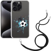 Cazy Hoesje met koord geschikt voor iPhone 15 Pro Max Soccer Ball