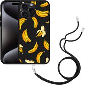 Cazy Hoesje met koord Zwart geschikt voor iPhone 15 Pro Max Banana