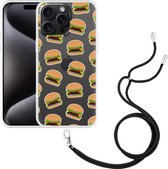 Cazy Hoesje met koord geschikt voor iPhone 15 Pro Max Burgers