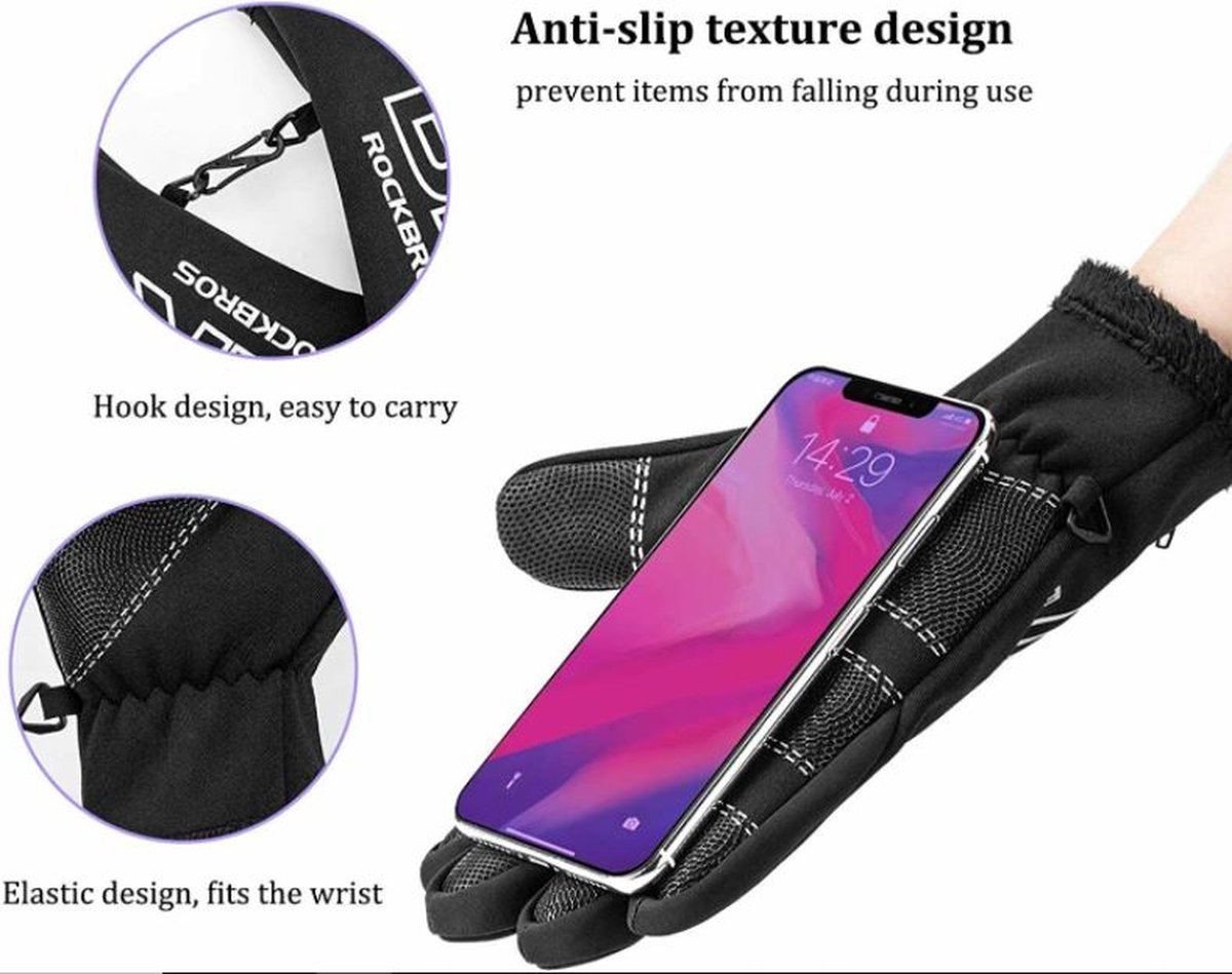 ROCKBROS Verwarmde Handschoenen Winter Verwarmde Cycling Handschoenen Touchscreen Warme Windproof Verwarmde Handschoenen voor Fietsen Wandelen Auto Vrouwen & Mannen 2XL