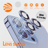 Geschikt Voor iPhone 12 Pro Max Camera Lens Protector - Zilver - Eenvoudige Installatie - Camera Protector iPhone 12 Pro Max - Roestvrij Staal - Gehard Glas - Screenprotector