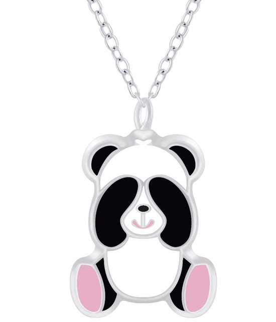 Joy|S - Zilveren Panda hanger met ketting 36 cm + 5 cm Pandabeer