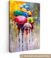 Toile - Peinture à l'huile - Peinture - Parapluie - Abstrait - 40x60 cm - Décoration - Intérieur