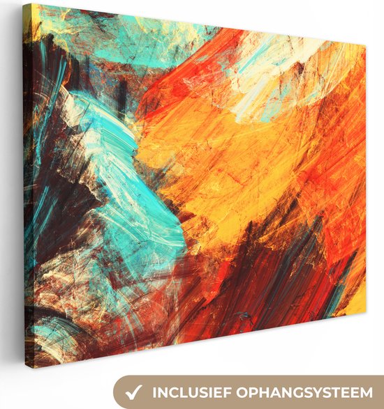 Canvas - Olieverf - Schilderij - Kunst - Abstract - Kleuren - 160x120 cm - Wanddecoratie - Interieur