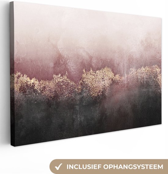 Peinture sur toile Glitter - Or - Abstrait - 150x100 cm - Décoration murale