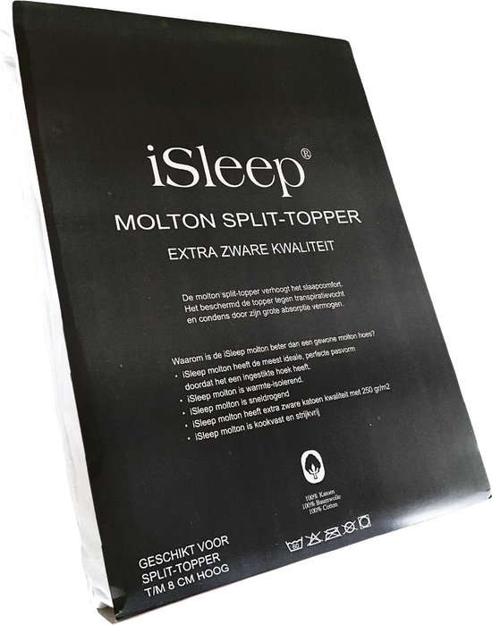 Surmatelas fendu iSleep Molton - 100% Coton - Lits jumeaux - 180x200 cm - Blanc