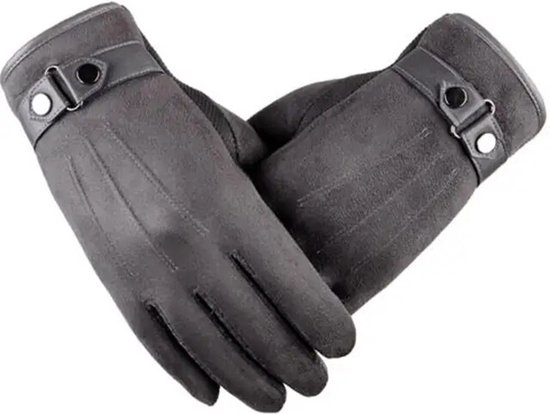 Lederlook velours handschoenen gevoerd met fleece en handpalm antislip spikes en touchscreen functie