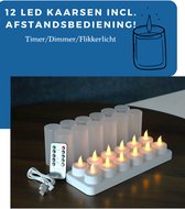 Brûhrs® 12 stuks LED kaarsen -oplaadbare basis - veilige waxinelichtjes - decoratie - afstandsbediening