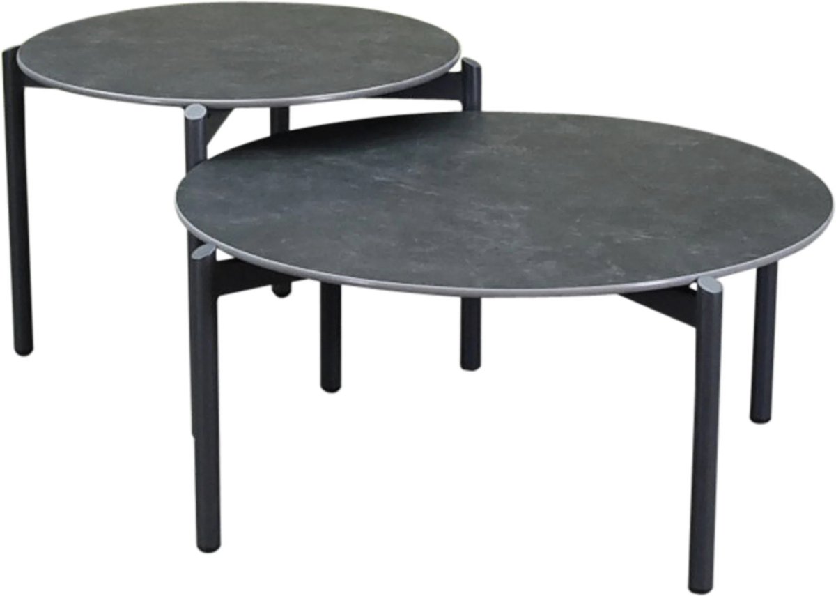 Tucson salontafels 87 cm rond en 67 cm rond keramiek antraciet