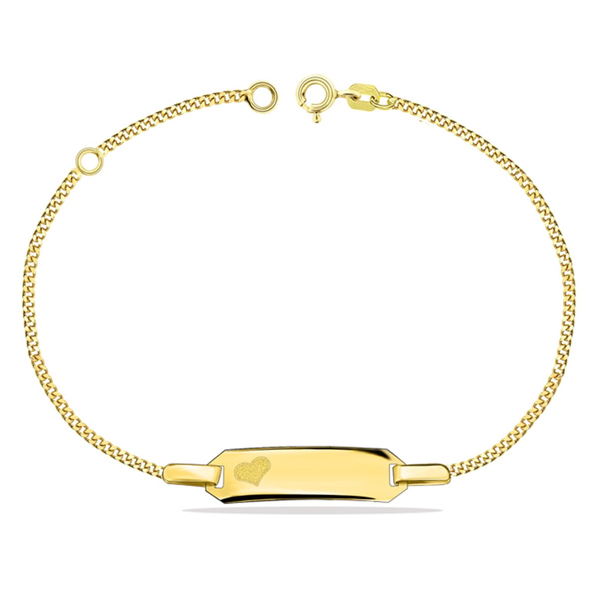Juwelier Zwartevalk - 9 karaat kinderarmband met graveerplaat - 13.175/12-14cm
