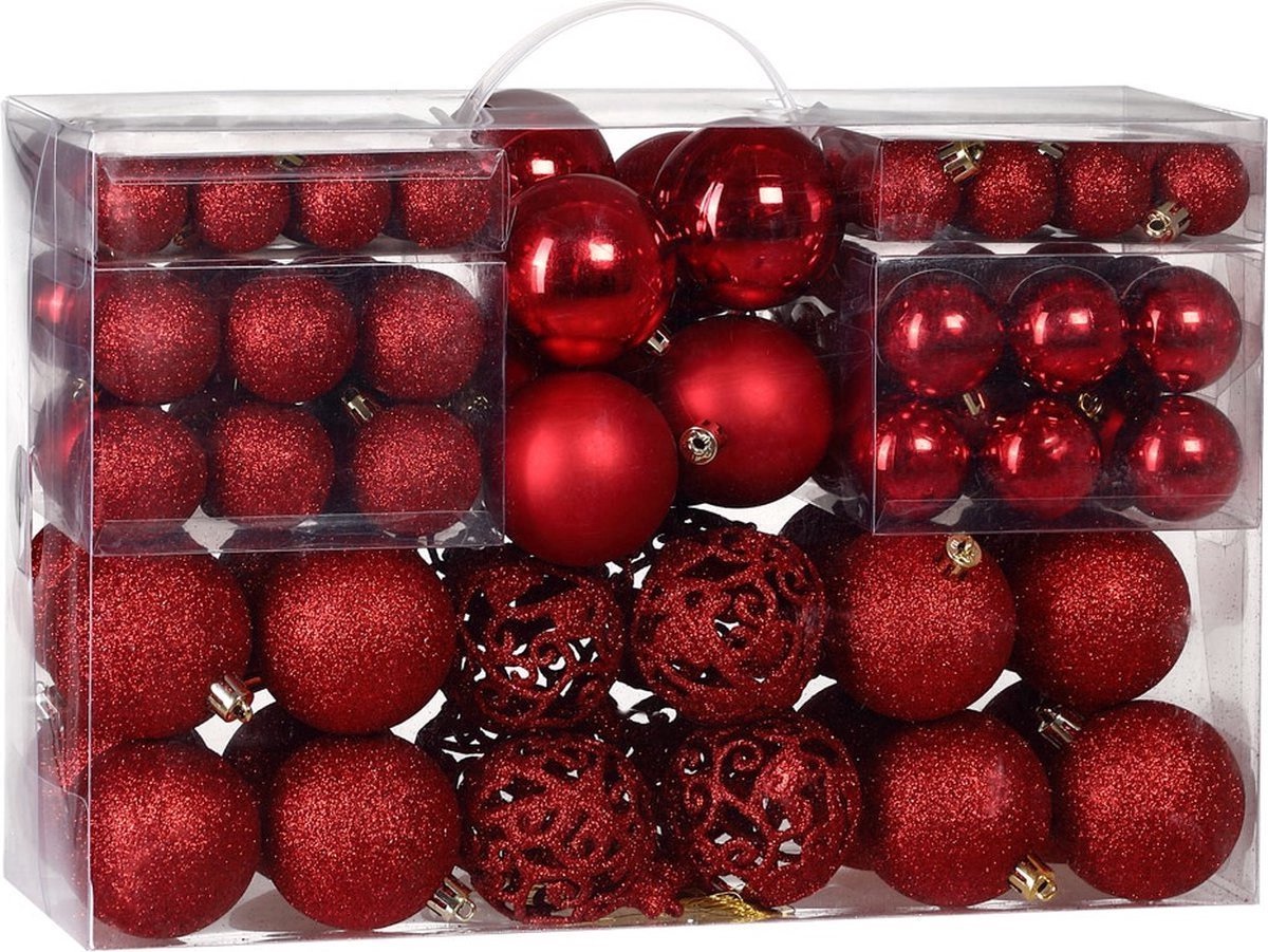 Velox Ronde Kerstballen - 100 ballen - Rood