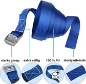 Sjorband spanband bevestigingsband met klemgesp - blauw, beschikbaar in verschillende lengtes en hoeveelheden - draagvermogen tot 250 kg DIN EN 12195-2, 4 stucks 2.5 cm x 4 m